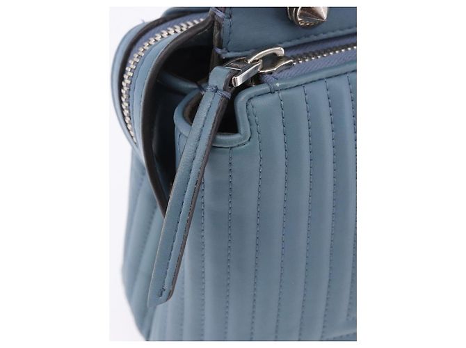 Borsa FENDI Dot Com Click in pelle blu argento Auth bs36524 - vista 10