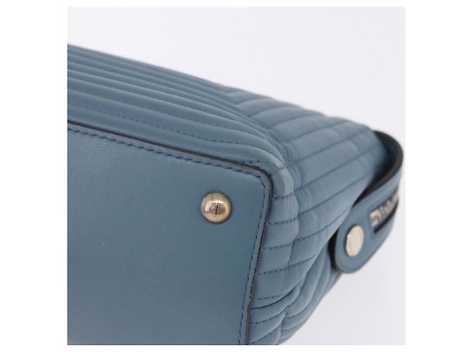 Borsa FENDI Dot Com Click in pelle blu argento Auth bs36524 - vista 14
