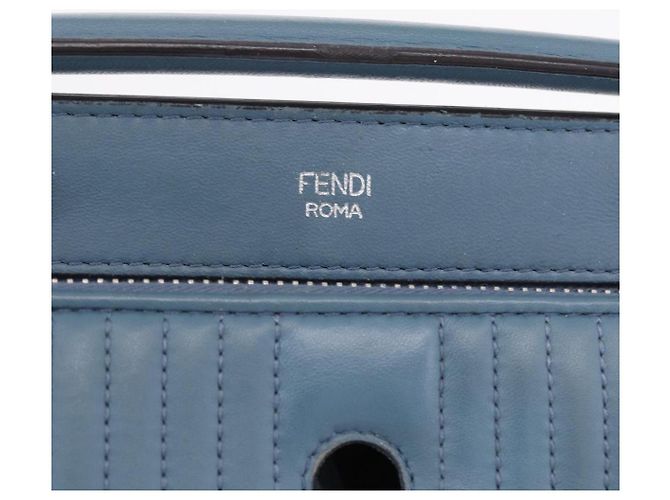 Borsa FENDI Dot Com Click in pelle blu argento Auth bs36524 - vista 17