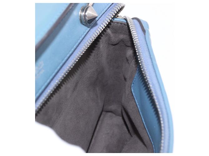 Borsa FENDI Dot Com Click in pelle blu argento Auth bs36524 - vista 24