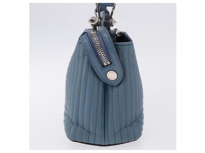 Borsa FENDI Dot Com Click in pelle blu argento Auth bs36524 - vista 4