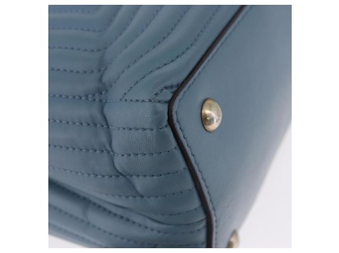 Borsa FENDI Dot Com Click in pelle blu argento Auth bs36524 - vista 9