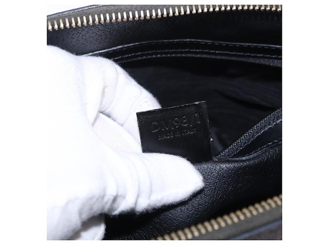 Céline Borsa CELINE Macadam Canvas PVC Pelle Nera Oro Auth 194111V Nero D'oro - vista 11
