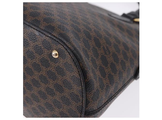 Céline Borsa CELINE Macadam Canvas PVC Pelle Nera Oro Auth 194111V Nero D'oro - vista 16
