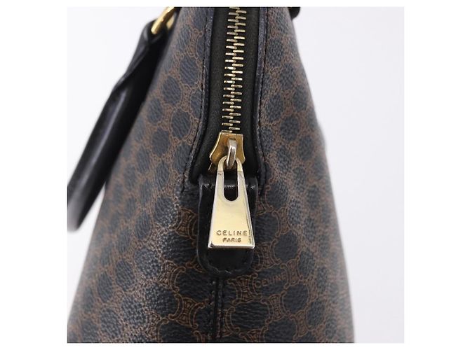 Céline Borsa CELINE Macadam Canvas PVC Pelle Nera Oro Auth 194111V Nero D'oro - vista 17