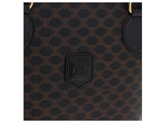 Céline Borsa CELINE Macadam Canvas PVC Pelle Nera Oro Auth 194111V Nero D'oro - vista 18