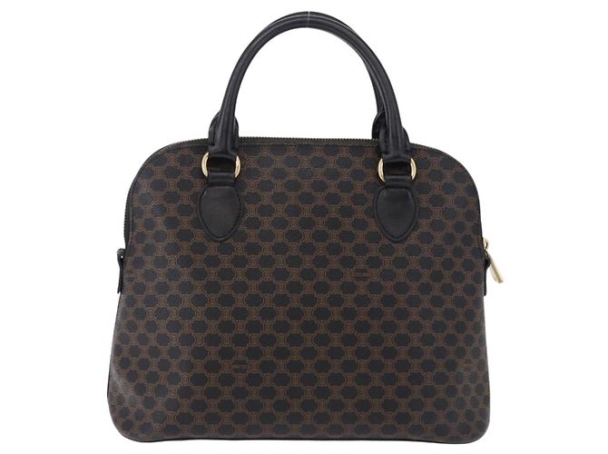 Céline Borsa CELINE Macadam Canvas PVC Pelle Nera Oro Auth 194111V Nero D'oro - vista 2