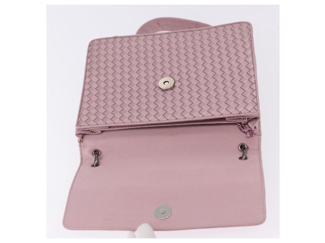 Borsa a Spalla BOTTEGA VENETA INTRECCIATO Satin Rosa Argento Auth 194840V - vista 10