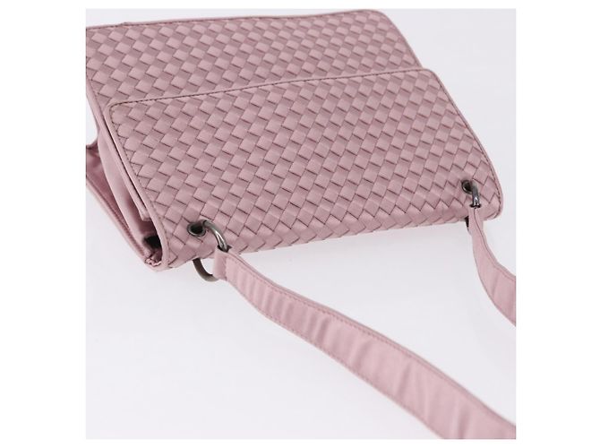 Borsa a Spalla BOTTEGA VENETA INTRECCIATO Satin Rosa Argento Auth 194840V - vista 6