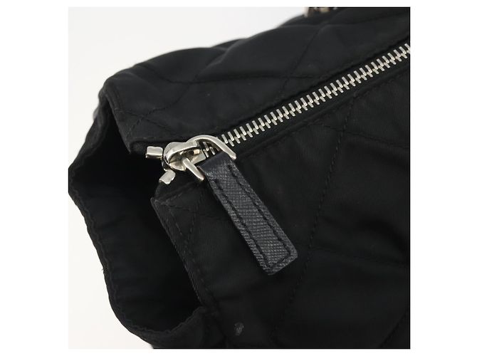 Bolso de Hombro con Cadena PRADA Nylon Negro Plata 195292 - vista 18
