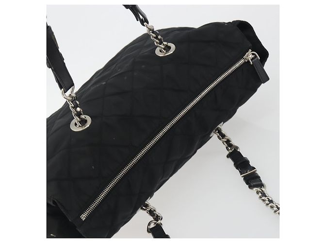 Bolso de Hombro con Cadena PRADA Nylon Negro Plata 195292 - vista 6