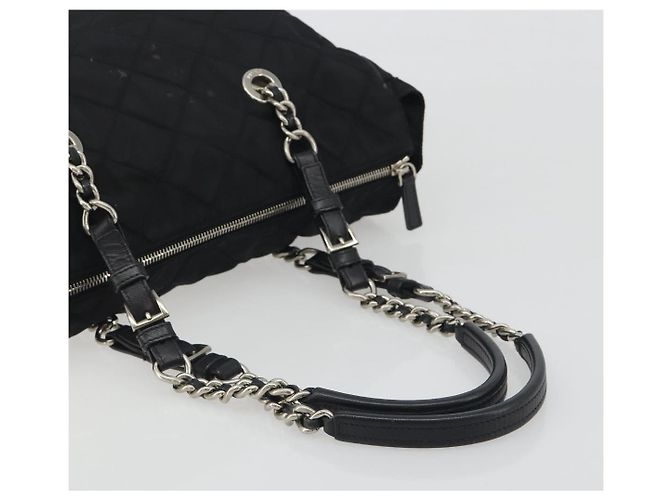 Bolso de Hombro con Cadena PRADA Nylon Negro Plata 195292 - vista 7