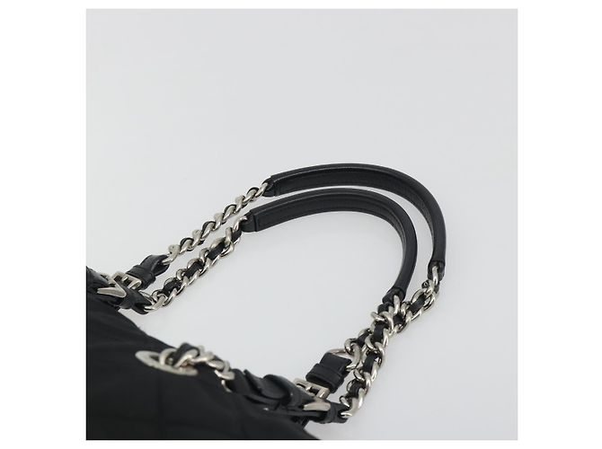 Bolso de Hombro con Cadena PRADA Nylon Negro Plata 195292 - vista 8