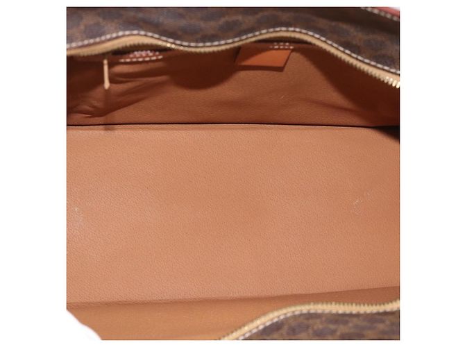 Céline Borsa CELINE Macadam Canvas PVC Pelle Marrone Oro Auth 195189A D'oro - vista 11