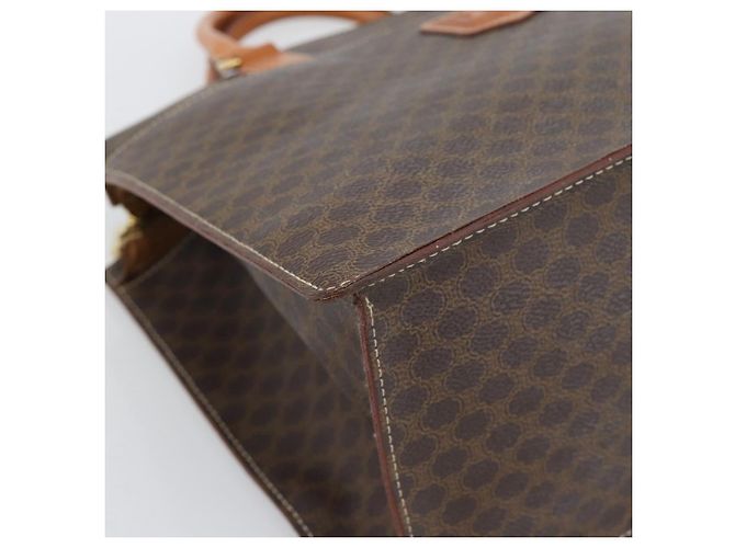 Céline Borsa CELINE Macadam Canvas PVC Pelle Marrone Oro Auth 195189A D'oro - vista 14