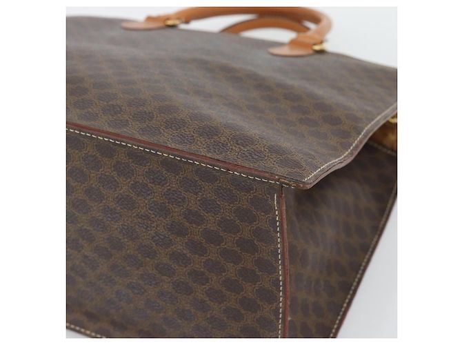 Céline Borsa CELINE Macadam Canvas PVC Pelle Marrone Oro Auth 195189A D'oro - vista 15