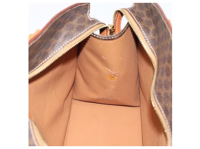 Céline Borsa CELINE Macadam Canvas PVC Pelle Marrone Oro Auth 195189A D'oro - vista 18