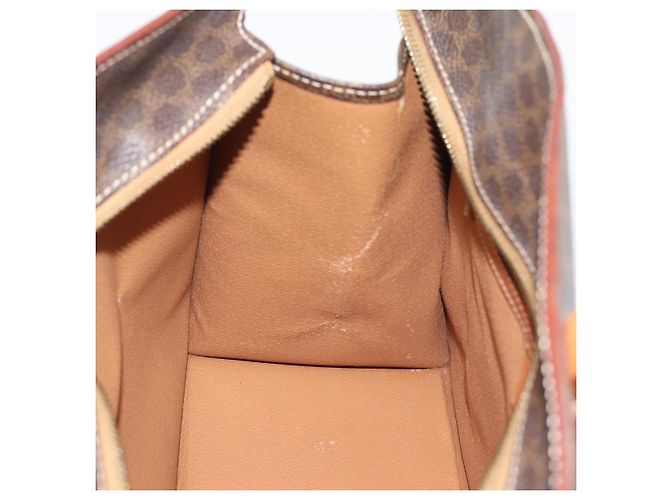 Céline Borsa CELINE Macadam Canvas PVC Pelle Marrone Oro Auth 195189A D'oro - vista 19