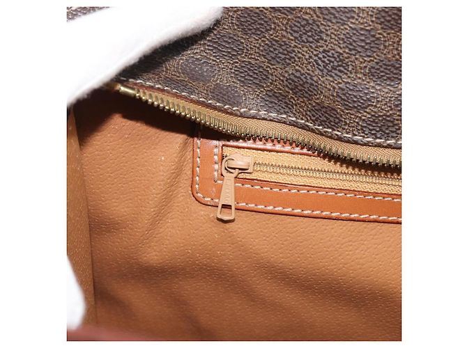 Céline Borsa CELINE Macadam Canvas PVC Pelle Marrone Oro Auth 195189A D'oro - vista 20
