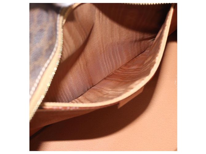 Céline Borsa CELINE Macadam Canvas PVC Pelle Marrone Oro Auth 195189A D'oro - vista 21