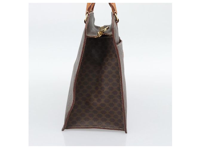Céline Borsa CELINE Macadam Canvas PVC Pelle Marrone Oro Auth 195189A D'oro - vista 3