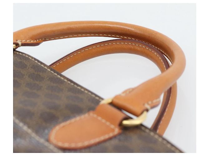 Céline Borsa CELINE Macadam Canvas PVC Pelle Marrone Oro Auth 195189A D'oro - vista 8