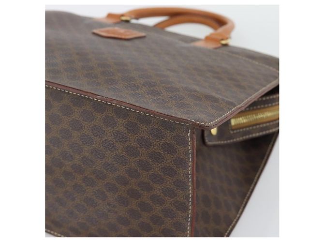 Céline Borsa CELINE Macadam Canvas PVC Pelle Marrone Oro Auth 195189A D'oro - vista 9