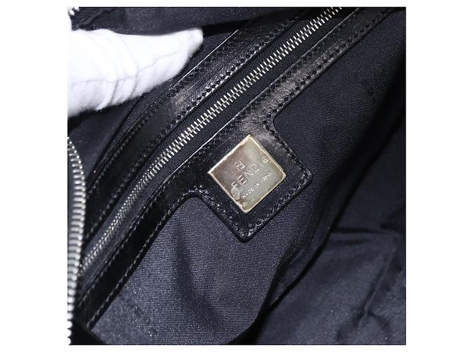 Borsa Tote FENDI Zucca Canvas Nera Argento Auth 194195 Nero - vista 17