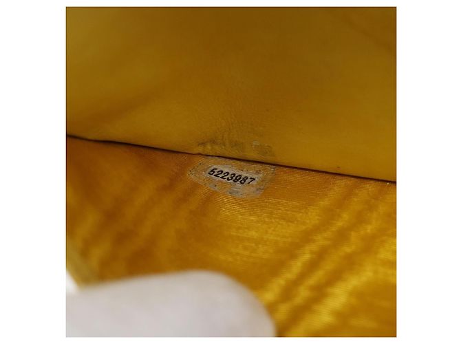CHANEL COCO Mark Long Wallet Caviar Skin Yellow Gold CC Auth 193588 D'oro Giallo - vista 12