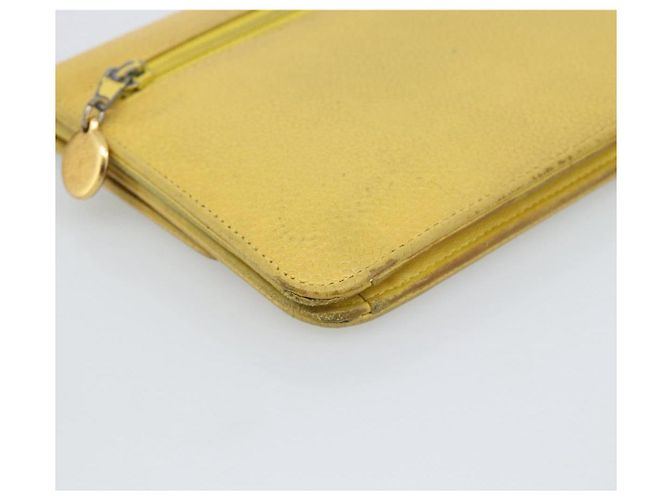 CHANEL COCO Mark Long Wallet Caviar Skin Yellow Gold CC Auth 193588 D'oro Giallo - vista 16