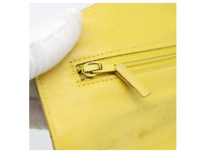 CHANEL COCO Mark Long Wallet Caviar Skin Yellow Gold CC Auth 193588 D'oro Giallo - vista 21