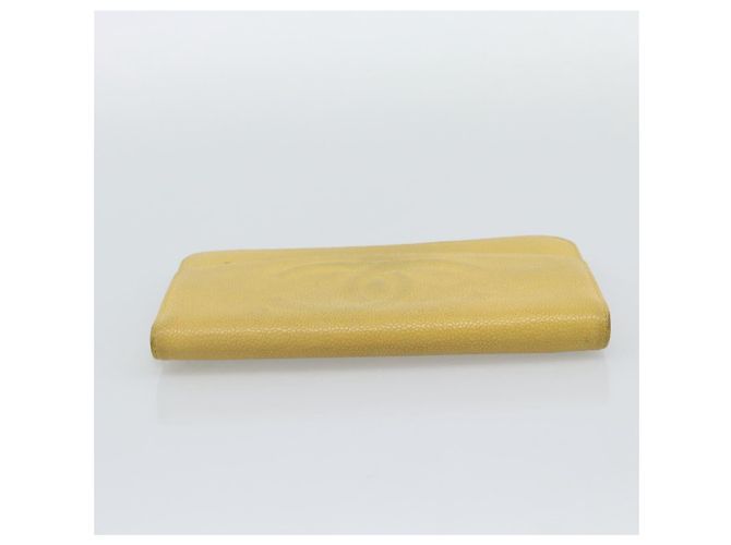 CHANEL COCO Mark Long Wallet Caviar Skin Yellow Gold CC Auth 193588 D'oro Giallo - vista 5
