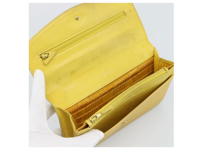 CHANEL COCO Mark Long Wallet Caviar Skin Yellow Gold CC Auth 193588 D'oro Giallo - vista 8