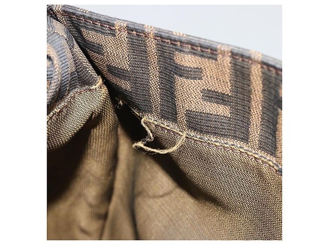 FENDI Zucca Canvas Mamma Baguette Borsa a Spalla Marrone Nero Auth 193423V - vista 10