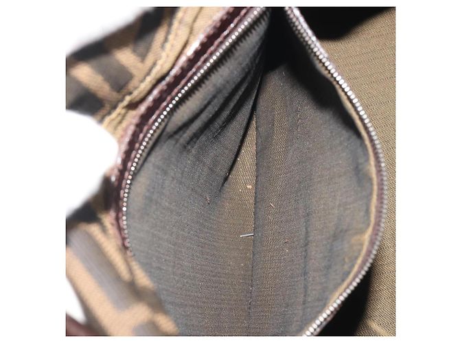 FENDI Zucca Canvas Mamma Baguette Borsa a Spalla Marrone Nero Auth 193423V - vista 11