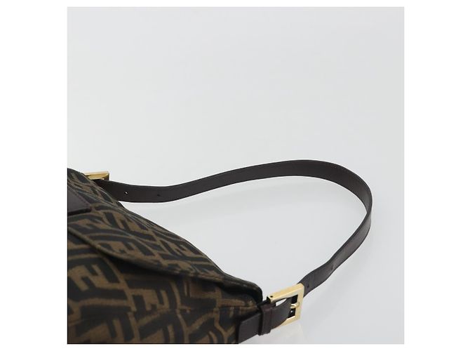 FENDI Zucca Canvas Mamma Baguette Borsa a Spalla Marrone Nero Auth 193423V - vista 14