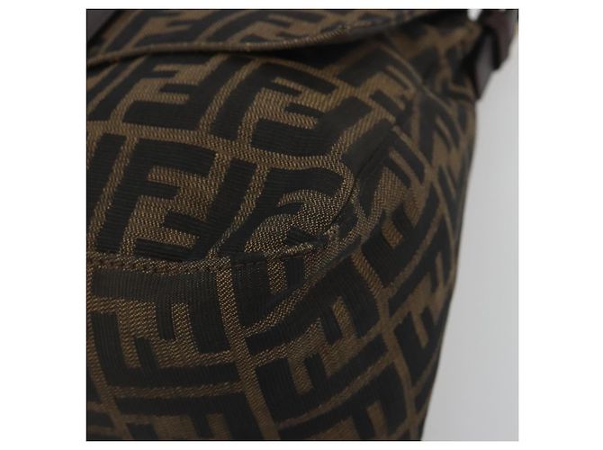 FENDI Zucca Canvas Mamma Baguette Borsa a Spalla Marrone Nero Auth 193423V - vista 15