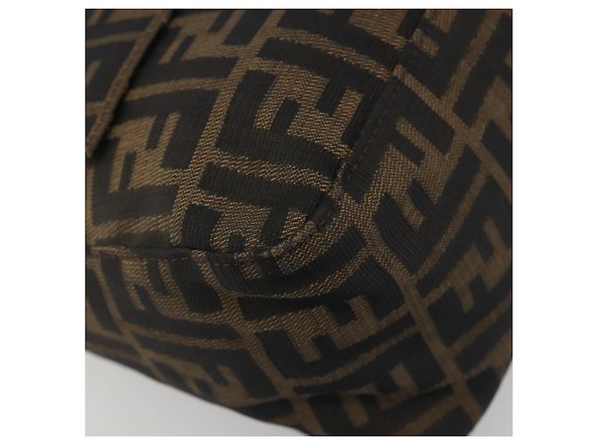 FENDI Zucca Canvas Mamma Baguette Borsa a Spalla Marrone Nero Auth 193423V - vista 16