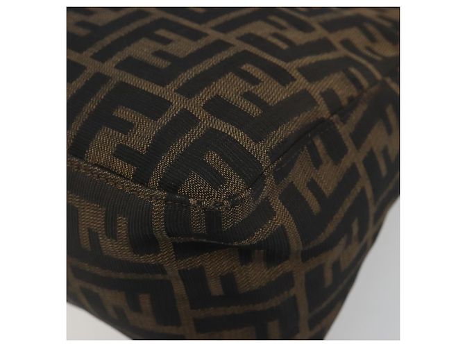 FENDI Zucca Canvas Mamma Baguette Borsa a Spalla Marrone Nero Auth 193423V - vista 17