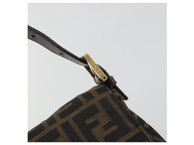FENDI Zucca Canvas Mamma Baguette Borsa a Spalla Marrone Nero Auth 193423V - vista 19