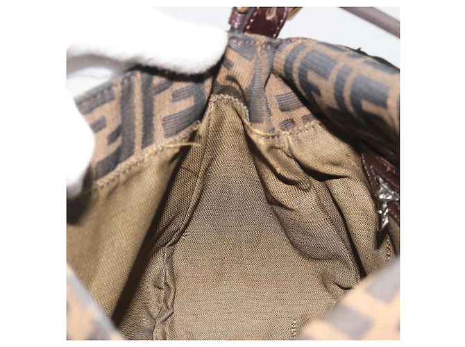 FENDI Zucca Canvas Mamma Baguette Borsa a Spalla Marrone Nero Auth 193423V - vista 25