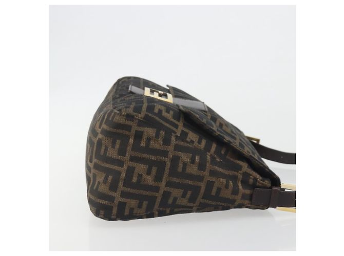 FENDI Zucca Canvas Mamma Baguette Borsa a Spalla Marrone Nero Auth 193423V - vista 3