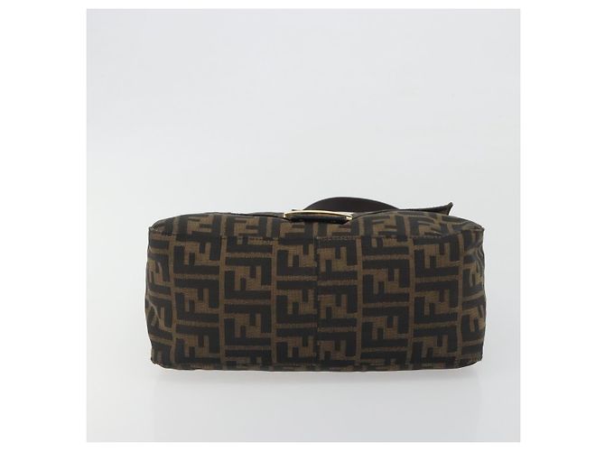 FENDI Zucca Canvas Mamma Baguette Borsa a Spalla Marrone Nero Auth 193423V - vista 5
