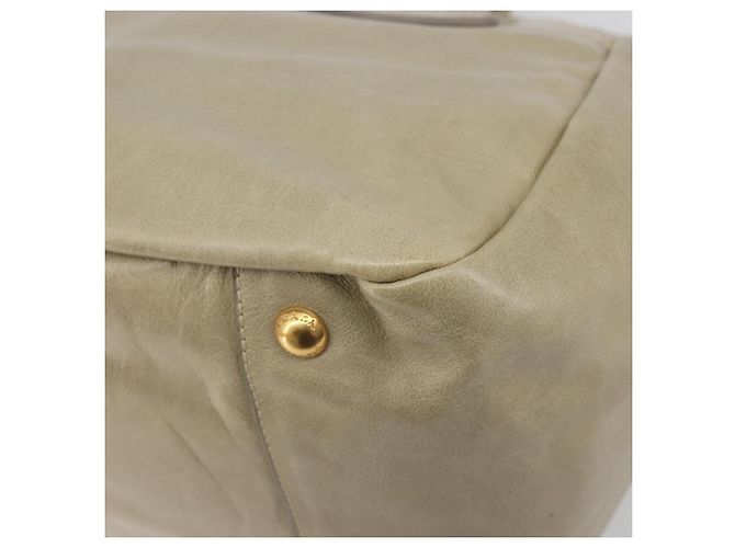 Borsa PRADA in pelle 2way Beige Gold Auth 193894A D'oro - vista 16