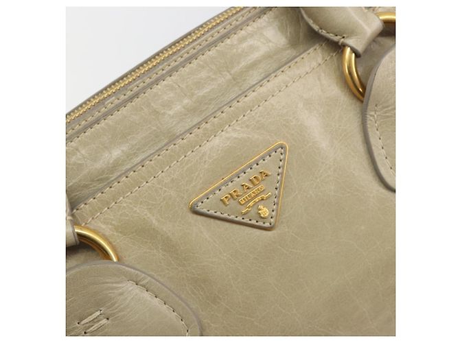 Borsa PRADA in pelle 2way Beige Gold Auth 193894A D'oro - vista 18