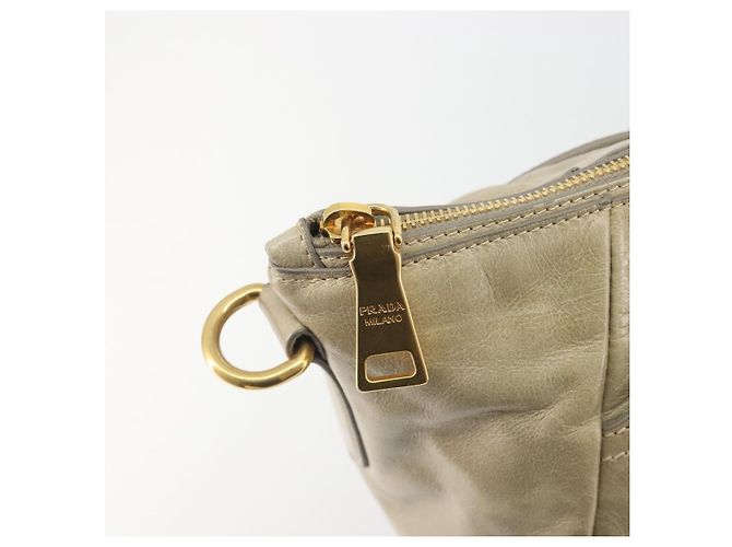 Borsa PRADA in pelle 2way Beige Gold Auth 193894A D'oro - vista 20
