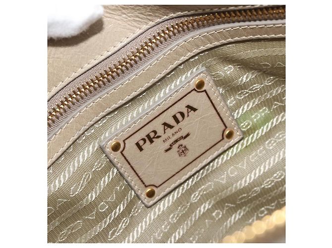 Borsa PRADA in pelle 2way Beige Gold Auth 193894A D'oro - vista 21