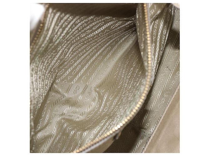 Borsa PRADA in pelle 2way Beige Gold Auth 193894A D'oro - vista 25