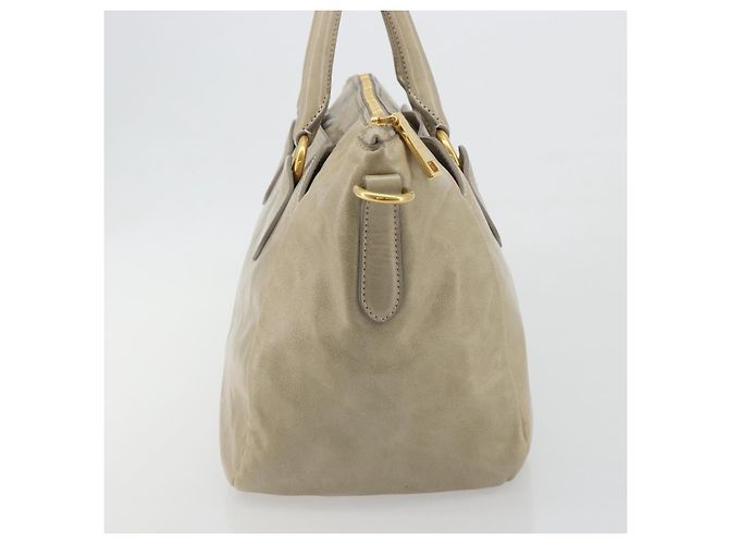 Borsa PRADA in pelle 2way Beige Gold Auth 193894A D'oro - vista 3