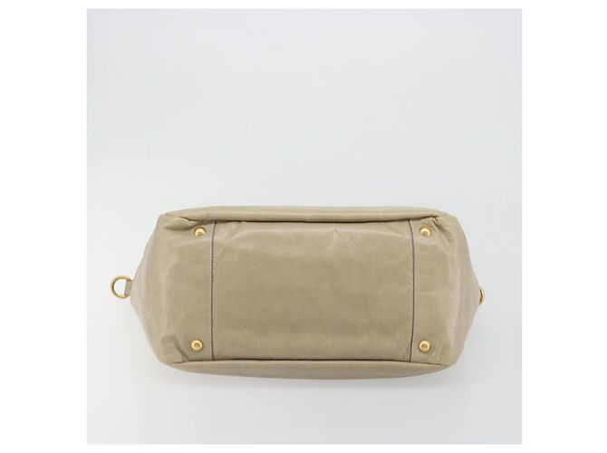 Borsa PRADA in pelle 2way Beige Gold Auth 193894A D'oro - vista 5